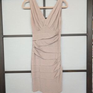 Orsay Bodycon Dress - Size Small - Blush With Silver Threading